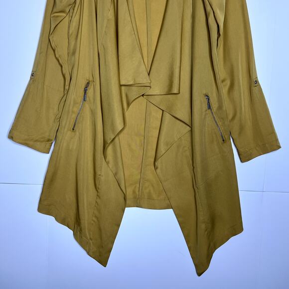 Eliane Rose Open Front Draped 100% Tencel Jacket Yellow Womens Medium - Picture 6 of 10